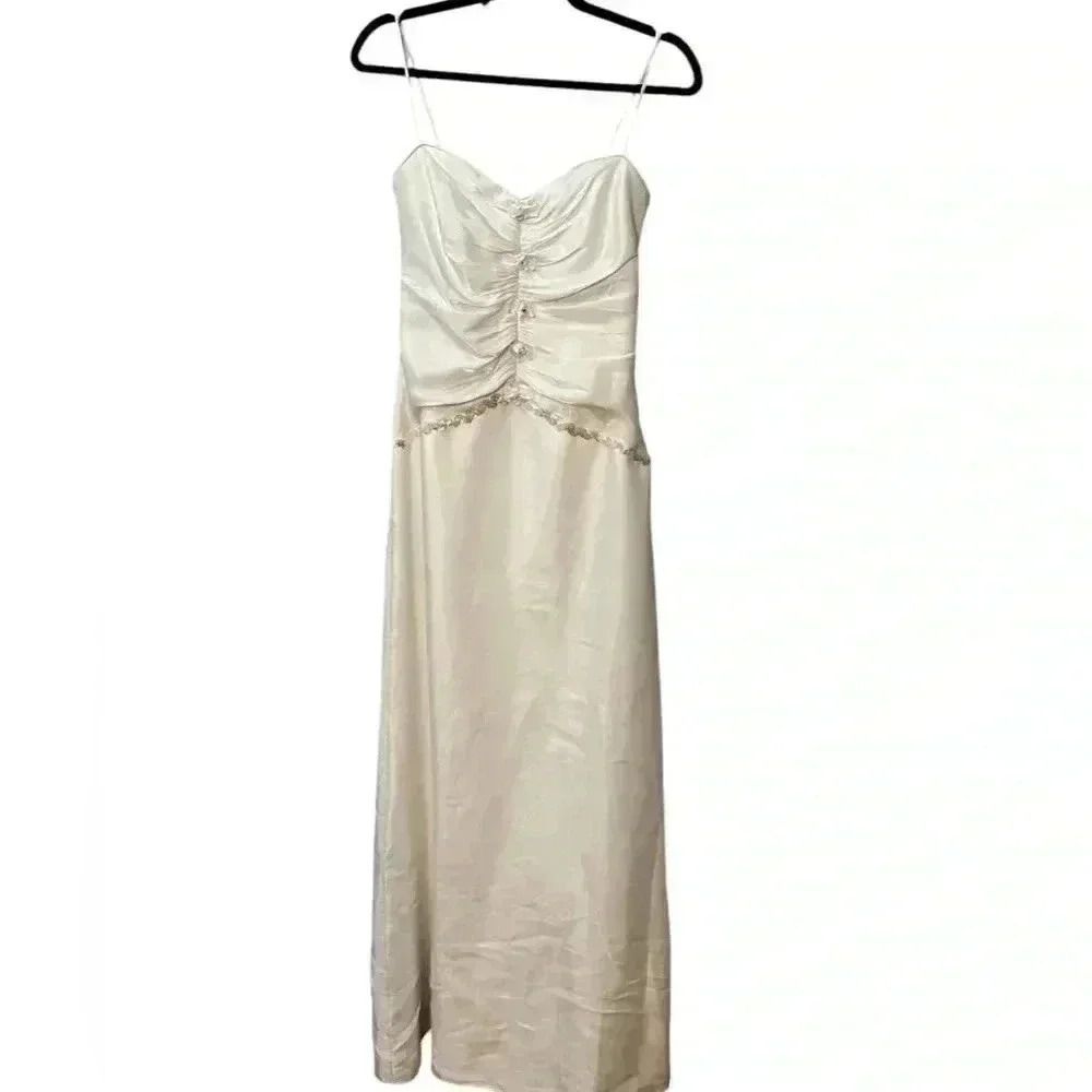 Gunne Sax by Jessica McClintock Satin Wedding Dress Cream Size 5